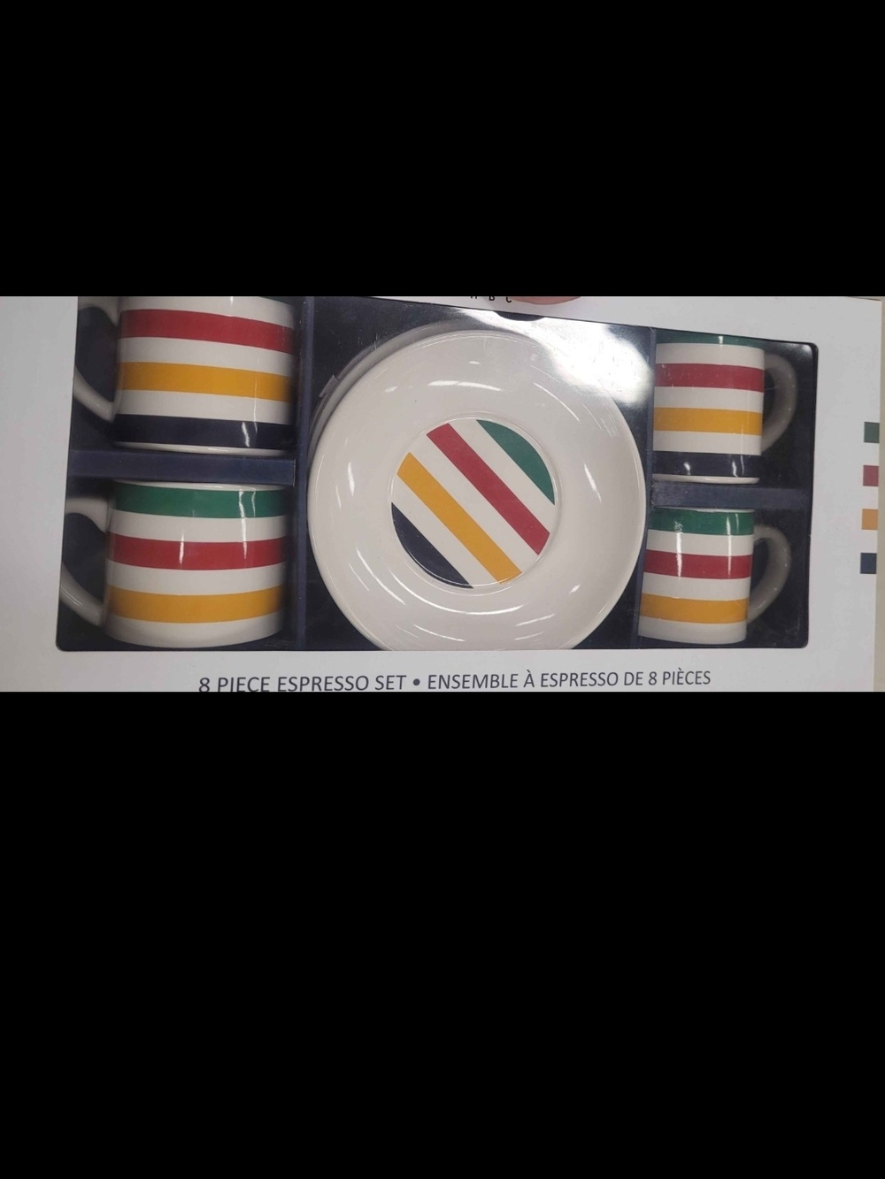 8-Piece Striped Espresso Cup & Saucer Set - Multi-Color